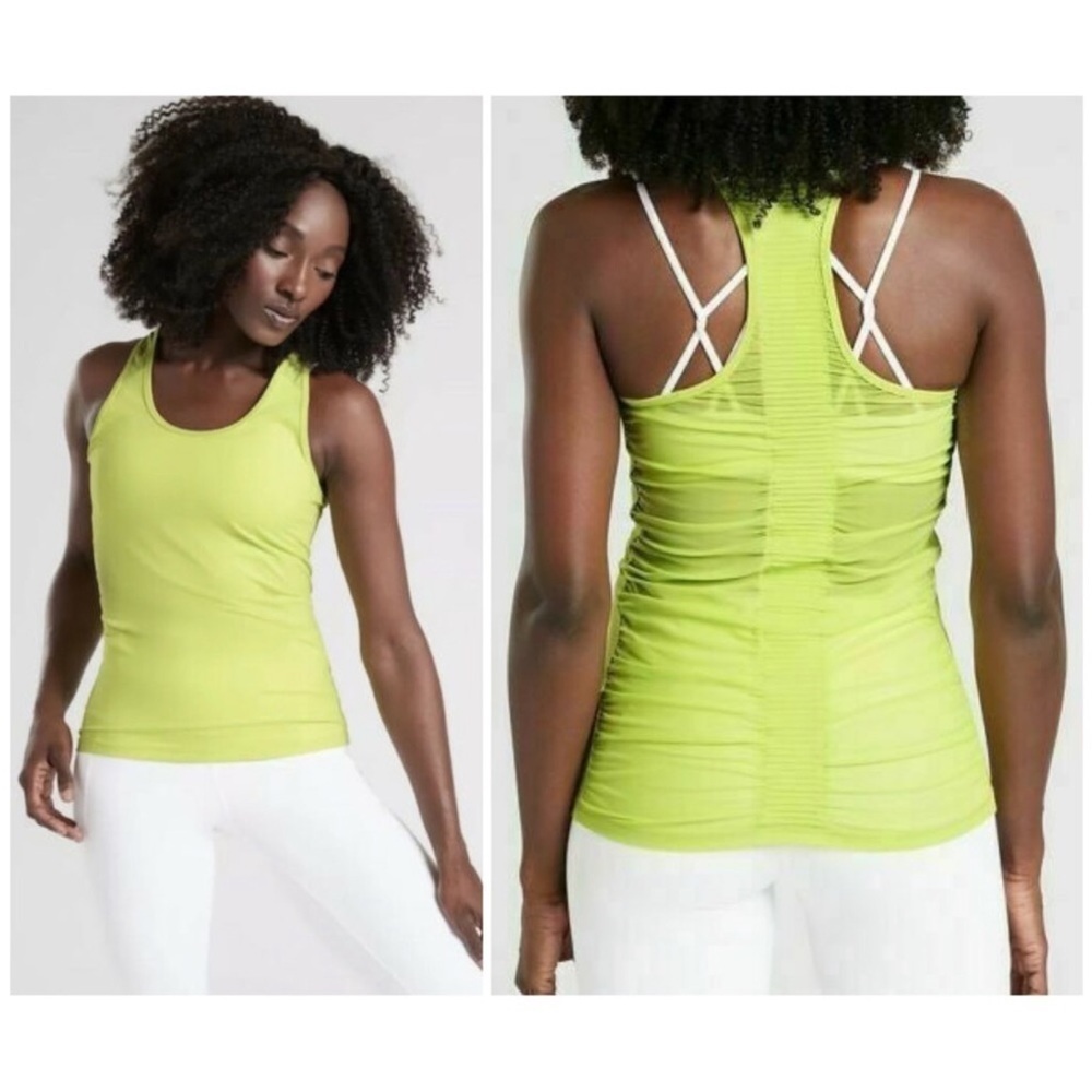 ATHLETA Bakasana Neon Green Mesh Racerback Tank Top XL